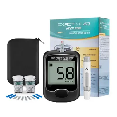 (Host mg/dL+50X test paper+50X needles) EXACTIVE EQ IMPULSE Blood Glucose Monitor Kit + Test Str