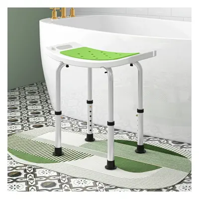 HOMCOM Adjust Aluminium Bath Stool Shower Non-Slip w/ Shower Hole, Green