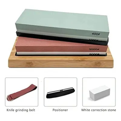 (1set) Knife Sharpening Stones Set Knife Sharpening Kit 400/1000 3000/8000 Grit Wet Stone Flatte