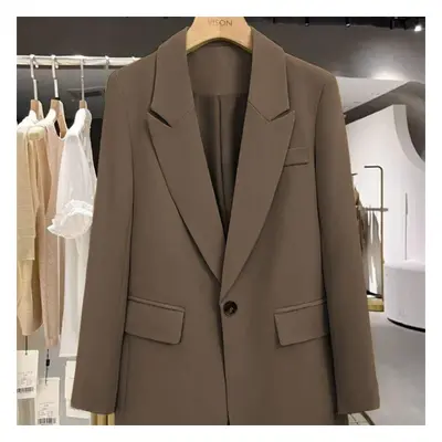 (coffee, M) Fashionable Women&apos;s Spring And Autumn Suit Jacket With Korean British Style And