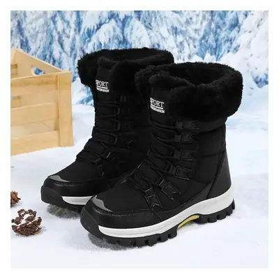 (black, 39) Tuinanle Warm Plush Women&apos;s Snow Boots Outdoor Men Boots Platform Anti-slip Hik