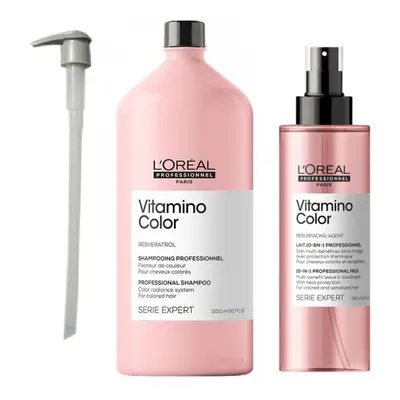 L'Oreal Serie Expert Vitamino Color - Pump - Shampoo 1500ml - Leave In Treatment 190ml