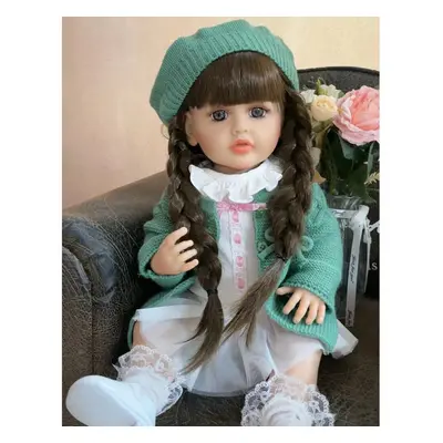 (blue, inch about cm) Fashion Reborn Babies Girl Doll Full Silicone Vinyl Inch Princess Long Diy