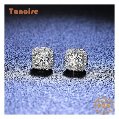 (silver, 1CT) Tancise Sterling Silver Moissanite Zircon Earrings Drop Earrings For Women Wedding