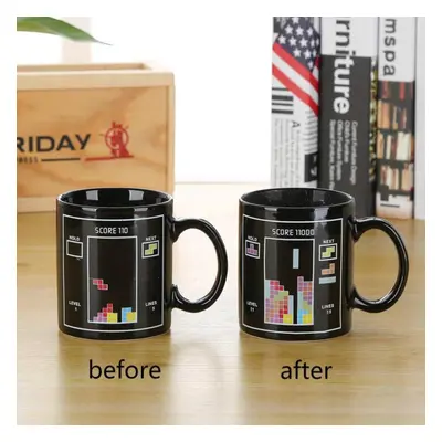 (red black) Hi Color Changing Coffee Cup Creative Good Morning Color Changing Cup Ceramic Mug