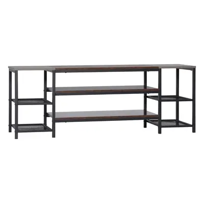 HOMCOM TV Unit Cabinet for TVs up to Inches with Shelves Brown and Grey