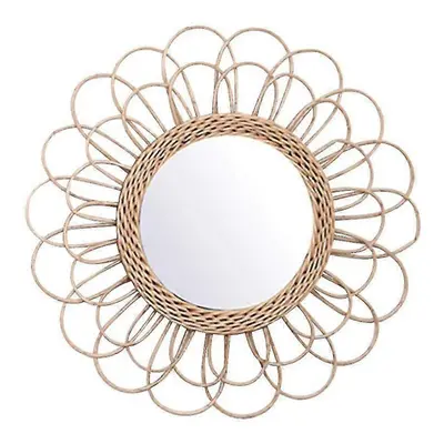 Hanging Mirror Rattan Sunflower Circular Wall Mirror Decor Boho Wicker Dressing Makeup Mirrors