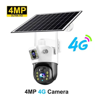 (4MP Camera) 4g Sim Camera Solar 8mp 4k Outdoor Low Powered Video Cam Night Vision Two Way Audio