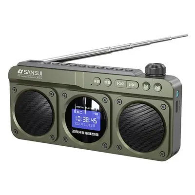 (green) Portable Retro Radio With Led Display Wireless Bluetooth Handsfree Speaker Handheld Musi