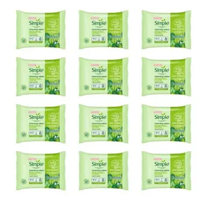 Simple Biodegradable Cleansing Face Wipes Wipes (Pack of 12)