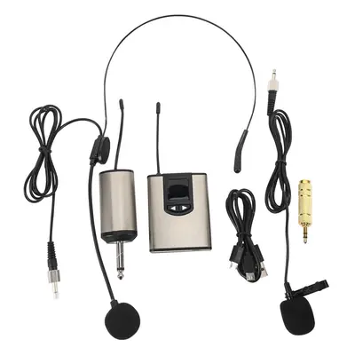 UHF Portable Wireless Headset/ Lavalier Lapel Microphone with Bodypack Transmitter and Receiver 