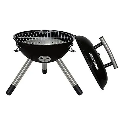 George Foreman GFPTBBQ1401B cm Compact Portable Round Charcoal BBQ, Adjustable Air Vent, Lightwe