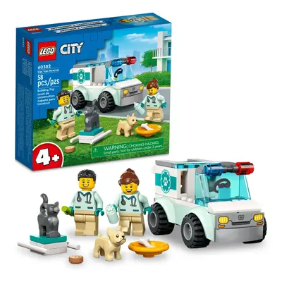 LEGO City Vet Van Rescue Toy Animal Ambulance Learning Toy Playset for Kids Plus Years Old with 