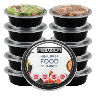 Efforias Round Plastic Meal Prep Containers (10 Pack, 24oz) - Reusable BPA Free Food Containers 