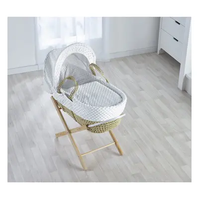 White Dimple Palm Basket with Folding Stand - Opal Natural