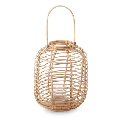 Sustainable Natural Rattan Lantern, Rounded Modern Black Candle Lantern, Versatile Tealight Lant