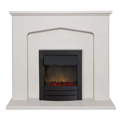 Adam Cotswold Fireplace Suite in Stone Effect with Colorado Electric Fire in Black, Inch