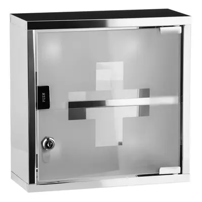 Small Stainless Steel Wall Mount First Aid Medical Medicine Cabinet Glass Door