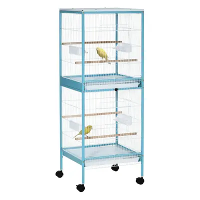 PawHut In Large Bird Cage Aviary with Wheels, Slide-out Trays Wood Perches