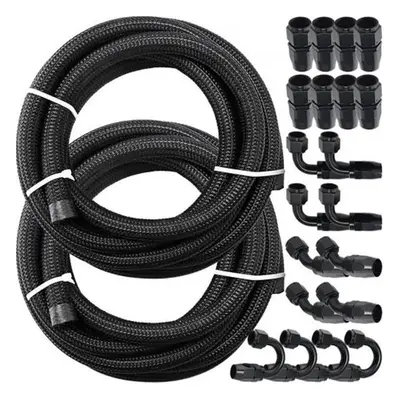 Vevor AN8YGTJ0000000001V0 8AN Fuel Line Hose Kit with 32.8 ft. Black Nylon Stainless Steel Braid