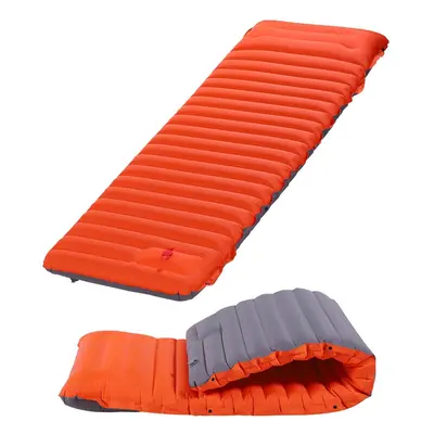 (Orange with Grey) Ultralight Self-inflating Air Mattress Widen Sleeping Pad Splicing Inflatable