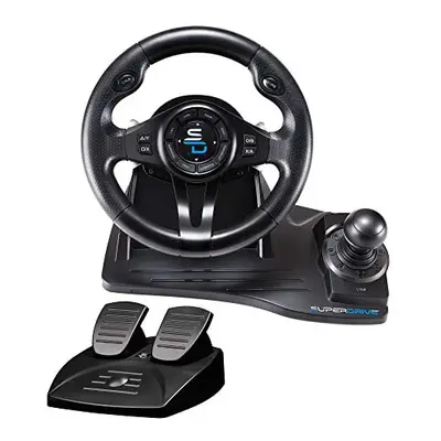 Superdrive - GS550 Racing steering wheel with Pedals, paddles shifter, shifter & vibration for X