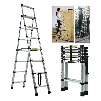 6+7 telescopic step ladder Aluminium Heavy Duty 150KG/330lb for home/office