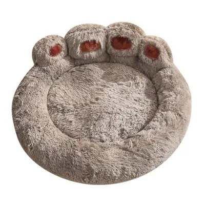 (brown, 70cm) Pet Nest Paw-shaped Pet Bed Warm Comfortable Anti-slip Fluffy Plush Cat Dog Sleepi