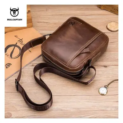 (brown) Bullcaptain Men&apos;s Crossbody Bag Men Shoulder Bags Zippers Handbags Large Capacity G