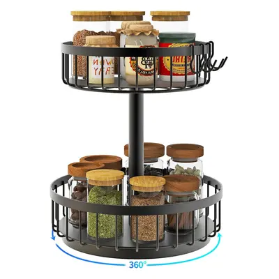 Double Layer Spice Rack Rotating Turntable Rotating Spice Rack Organizer Kitchen Storage Spice O