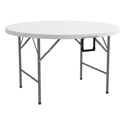 Outsunny Î¦122 Folding Garden Table, HDPE Round Picnic Table for 6, White