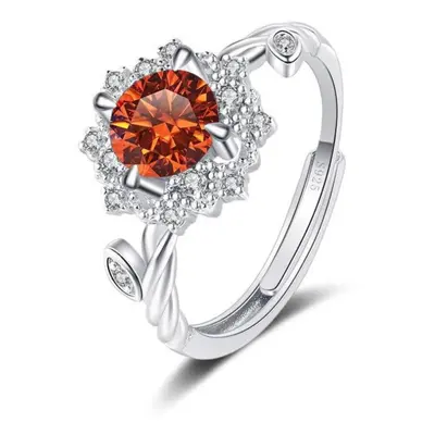 (orange, 1ct adjustable) Bague Ringen Round 8h8a Vvs D Color 1ct Moissanite Ring S925 Sterling S