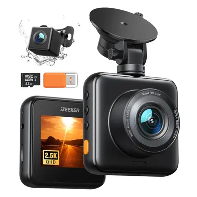 2.5K Dash Cam Front and Rear with SD Card, 1440P Car Camera Dashboard