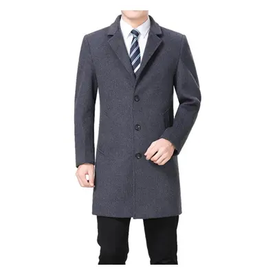 (grey, 2XL) Men Wool Coat High Quality Winter Slim Fit Woolen Long Jacket Autumn Man Cashmere Co