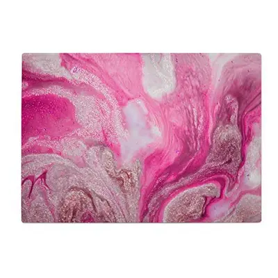 Pink Glitter White Marble Kitchen Worktop Protector Saver Glass Chopping Board