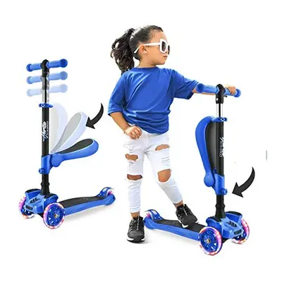 Hurtle 3-Wheeled Scooter for Kids - Wheel LED Lights, Adjustable Lean-to-Steer Handlebar, and Fo