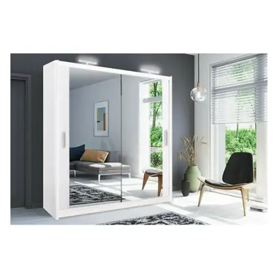 (White, 203cm) Modern Milan full mirror Sliding wardrobe in color and sizes