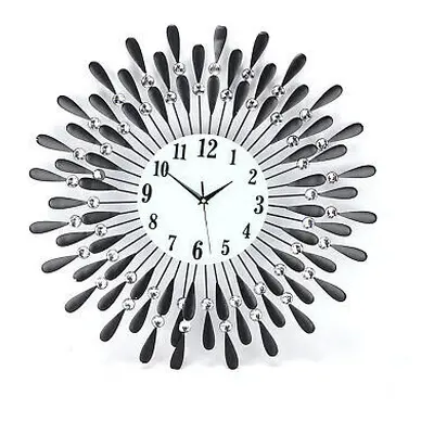 60cm Black Diamante Metal Beaded Sunflower Wall Clock