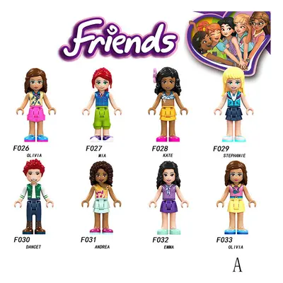 (Style A 8pcs) 16Pcs Friends Girls Mini Figures Building Blocks Toys