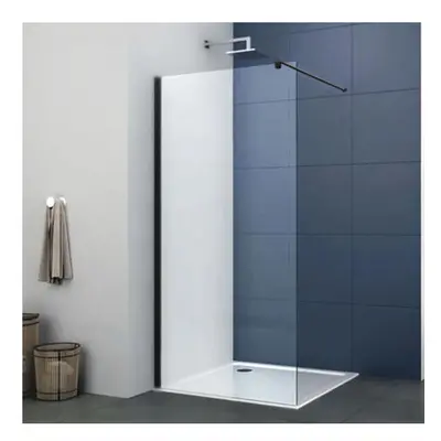 (800mm Screen No Extras) Walk In Shower Screen Black or Enclosure Flipper Wet Room 8mm Easy Clea