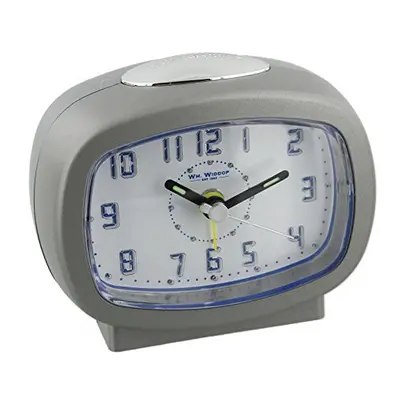 Travel Alarm Clock Blue LED Light Snooze + AA Battery (Silver)