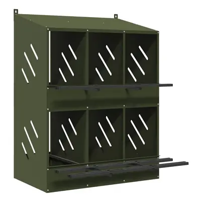 (olive green, x x 109,5 cm) vidaXL Chicken Nesting Box with Compartments Olive Green Metal