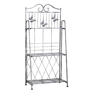 Outsunny 3-Tier Metal Folding Plant Stand Display Rack Bookshelf Unit Outdoor