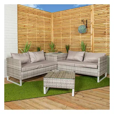 Samuel Alexander Seater Grey Rattan Chair Garden Sofa Set with Glass Table Top Corner Furniture