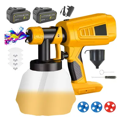 (1x Cordless Paint Sprayer+2x Battery 5.0A+1x Charger) Cordless Paint Sprayer Electric 18V Spray