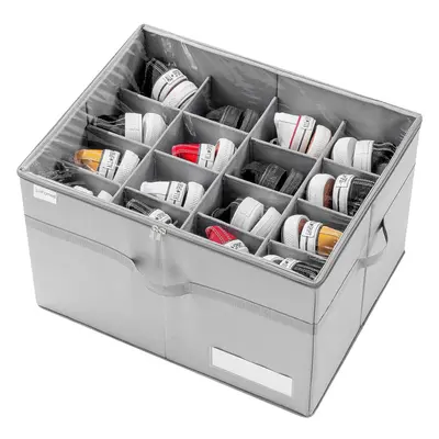 (Grey) Closet Shoe Organizer for Pairs of Shoes, Shoe Box Storage Container, Clear Collapsible S