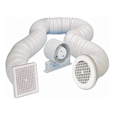 Airvent 434446A Inline Loft Extractor Fan with Timer 4" / 100mm for Bathroom - Full Kit includin