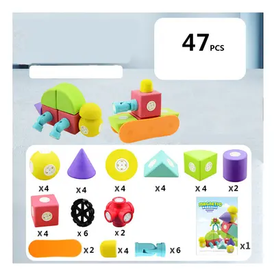 (47PCS) Magnetic Foam Building Blocks Set DIY Assembly Magnet Educational Learning Toys