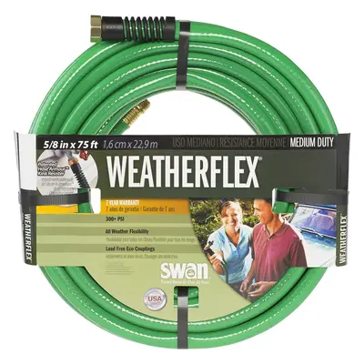 Swan Products SNWF58075 WEATHERFLEX Medium Duty All Temperature Use Garden Hose 75' x 5/8"" Gree