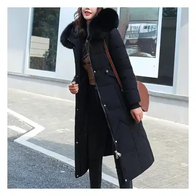 (black, XXL) New Snow Wear Coat Parkas Winter Jacket Women Hooded Fur Collar Parka Thick Warm Fe